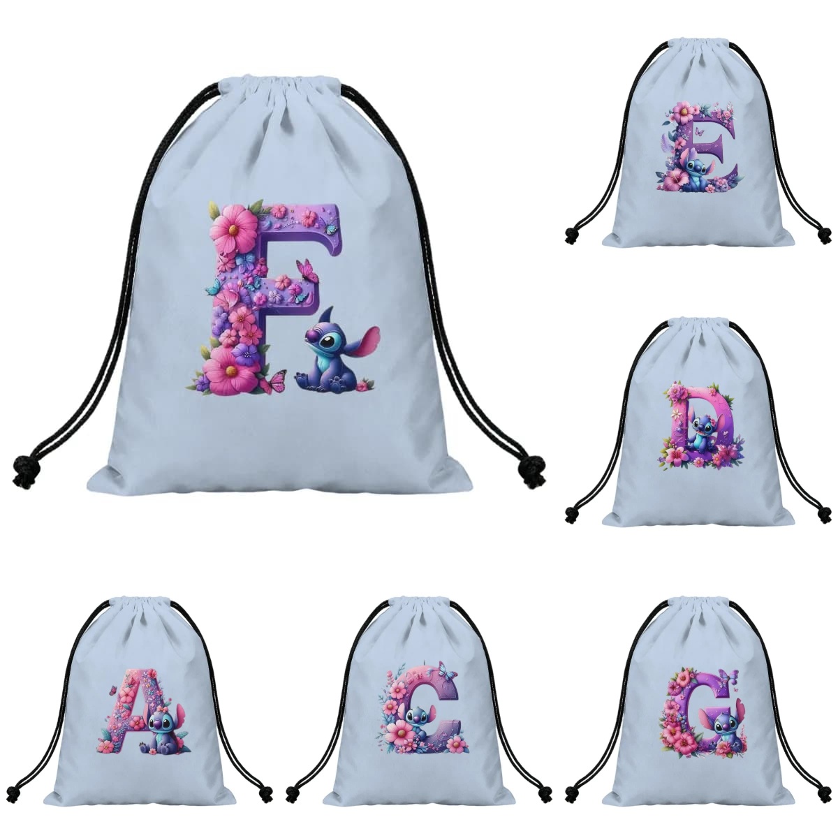 Drawstring Gym Bag - Сумка-рюкзак с принтом мультяшного алфавита A-Z