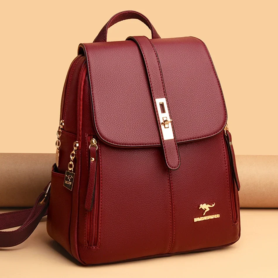 Leather Backpack Vintage - Женский кожаный рюкзак большой емкости, винтажная
